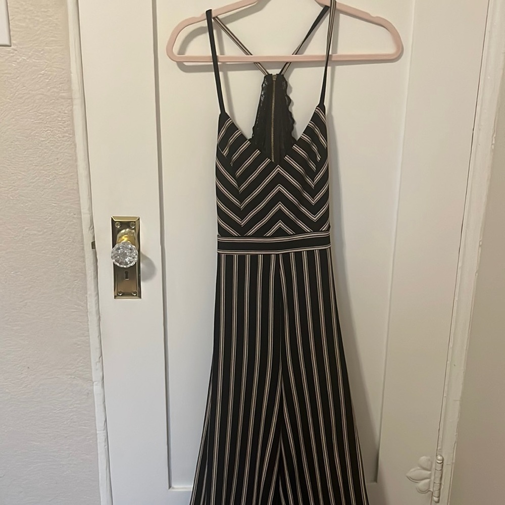 Almost Famous | Spaghetti Strap | V-neck |One-piece Jumpsuit | Black & Cream